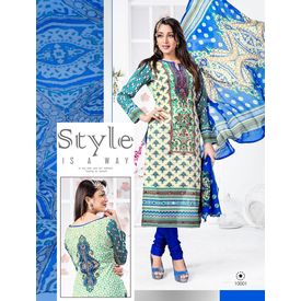 Kahira Collection Designer Salwar Suit Unstitched Blue, blue, cotton