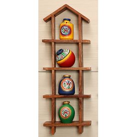 Wooden Sheesham Wall Decor Frame 4HS with out Pots, wooden, 16.5x6x2