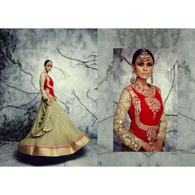 Designer Lehenga Collection Divyam Golden & Red, golden & red, georgette