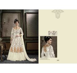 Hanin Collection Vol 3 Salwar Suit Semistitched Off White, off white, silk