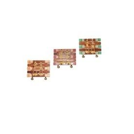 Aakriti Arts Handcrafted Dhokra Warli Wall Miniature Frame 4x3.5 inch Set of 3, wooden brown, 4x3.5 