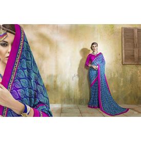 Mannat Collection Printed Georgette Sarees Blue, blue, georgette, printed