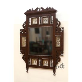 Aakriti Arts Mirror Teak Wood with Dhokra Brass Work, wooden brown, 25 x1 x27  inch