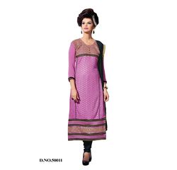 Jhumari Collection Salwar Suit Unstitched Pink, pink, top- chiffon bottom- santoon dupatta- nazneen inner- american
