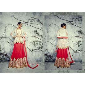 Designer Lehenga Collection Divyam Off White & Red, off white & red, semi georgette