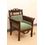 Aakriti Arts Sofa Chair Single Teak Wood with Dhokra Brass Work, green, 30 x26 x38  inch