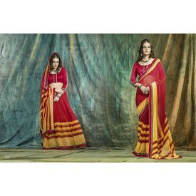Mannat Collection Printed Georgette Sarees Red, red, georgette, printed