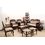 Aakriti Arts Sofa Set with Table Teak Wood 3+ 2+ 1, beige