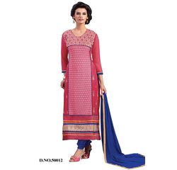 Jhumari Collection Salwar Suit Unstitched Pink, pink, top- chiffon bottom- santoon dupatta- nazneen inner- american