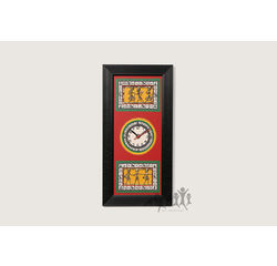 Aakriti Arts WALL CLOCK W/O GLASS, red black, 20x10 