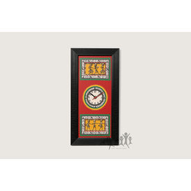 Aakriti Arts WALL CLOCK W/O GLASS, red black, 20x10 