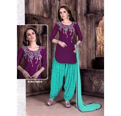Patiala Dress Material Unstitched, cotton, purple