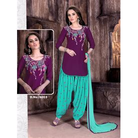 Patiala Dress Material Unstitched, cotton, purple