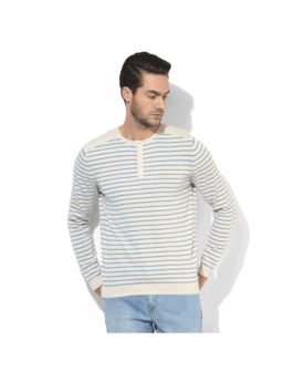 Levi s Striped Henley T-Shirt, l,  cream