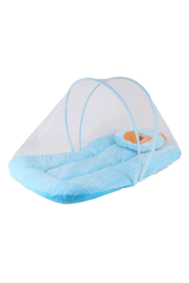My Newborn baby bedding set with protective mosquito net, cute pillow and folding velvet mattress, Standard Crib