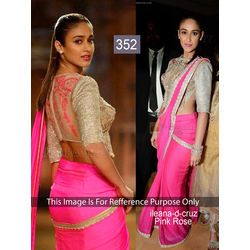 Kmozi Rose Bollywood Fancy Designer Saree, pink
