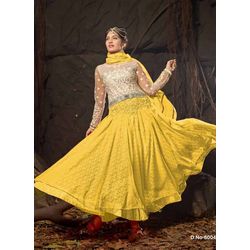 Kmozi Designer Anarkali Suits, yellow