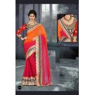 Kmozi Fancy Designer Embroide Saree Buy Online, pink and orange