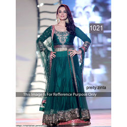 Kmozi Preity Zinta Designer Anarkali Dress, green