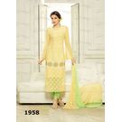 Kmozi Pure Chiffon Embroidery Work Dress Material, green and yellow
