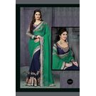 Kmozi Latest Fashion Saree Online, green and blue