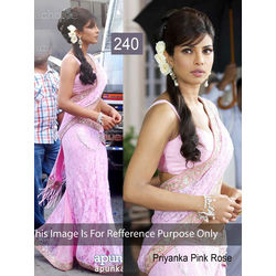 Kmozi Bollywood Priyanka Rose Saree, pink