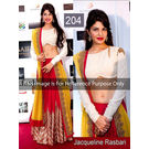 Kmozi Bollywood Replica Jacqueline Rasbari Lehenga Choli, red and yellow