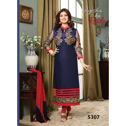 Kmozi new Cotton Salwar Kameez, red and blue