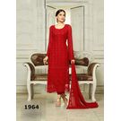 Kmozi Pure Chiffon Heavy Embroidery Work Dress Material, red