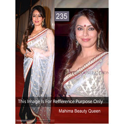 Kmozi Replika Mahima Beauty Queen Saree, black and white