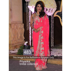 Kmozi Priyanka Bridal Collection Saree, neon pink