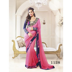 Kmozi Fancy Stylist Color Saree Buy Online Shopping, pink