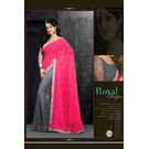 Kmozi Designer Embroide Sarees, gray and pink