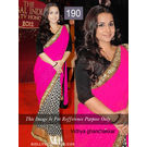 Kmozi Bollywood Vidhya Printed Saree, pink and black