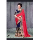 Kmozi Fancy Designer Saree Buy Online, blue and red