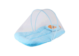 My Newborn baby bedding set with protective mosquito net, cute pillow and folding velvet mattress, Standard Crib