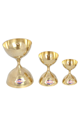 Hazel 3 Pc Set Brass Diya Oil Lamp Pooja Nanda Deep S7/S11/S15