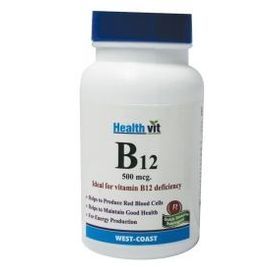 HealthVit B12 500mcg 60 Tablets (Pack of 2)