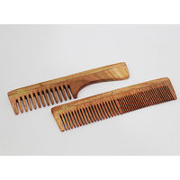 Vedic Delite Neem Wooden Combo: Fine Tooth & Grooming Comb with Handle