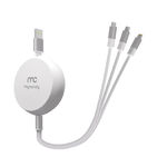 MYCANDY RETRACTABLE 3 IN 1 CHARGE AND SYNC 1M CABLE,  white
