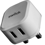 SWITCH 4.8A DUAL USB TRAVEL CHARGER WITH 1.2M MFI LIGHTNING CABLE WHITE