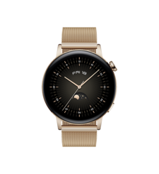 HUAWEI WATCH GT 3, 42mm,  gold stainless steel with gold milanese strap
