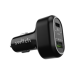 SWITCH DUAL CAR CHARGER QC3.0 TYPE C PD 45W,  black