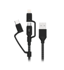 MYCANDY 3 IN 1 MICRO TYPE C MFI LIGHTNING CHARGE AND SYNC CABLE BLACK, 1.5m