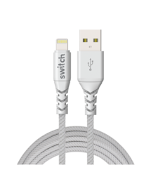 SWITCH ULTRA RUGGED USB A TO MFI LIGHTNING CHARGE AND SYNC CABLE, 1.8m,  white