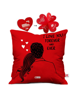 Indibni Valentines Cushion Cover 12X12 with Filler Coffee